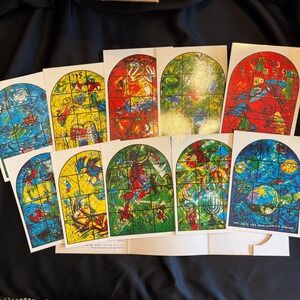 Vintage Marc Chagall The Twelve Windows Hadassah Jerusalem Postcard Set 10 of 12